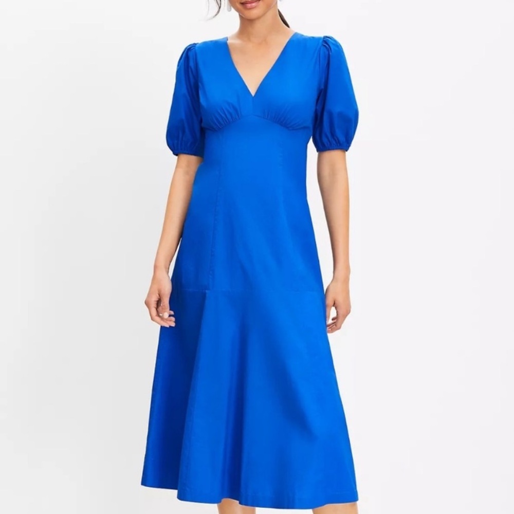 Loft Royal Blue Midi Dress with Tie Back